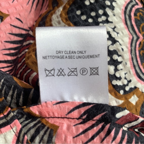 MANOUSH • Black Print Silk Kimono Sleeve Tie Waist Dress-Sz 6 - Picture 9 of 9